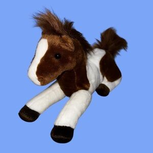 Aurora World Plush 10" Horse Pony White Brown Pinto Paint Stuffed Animal